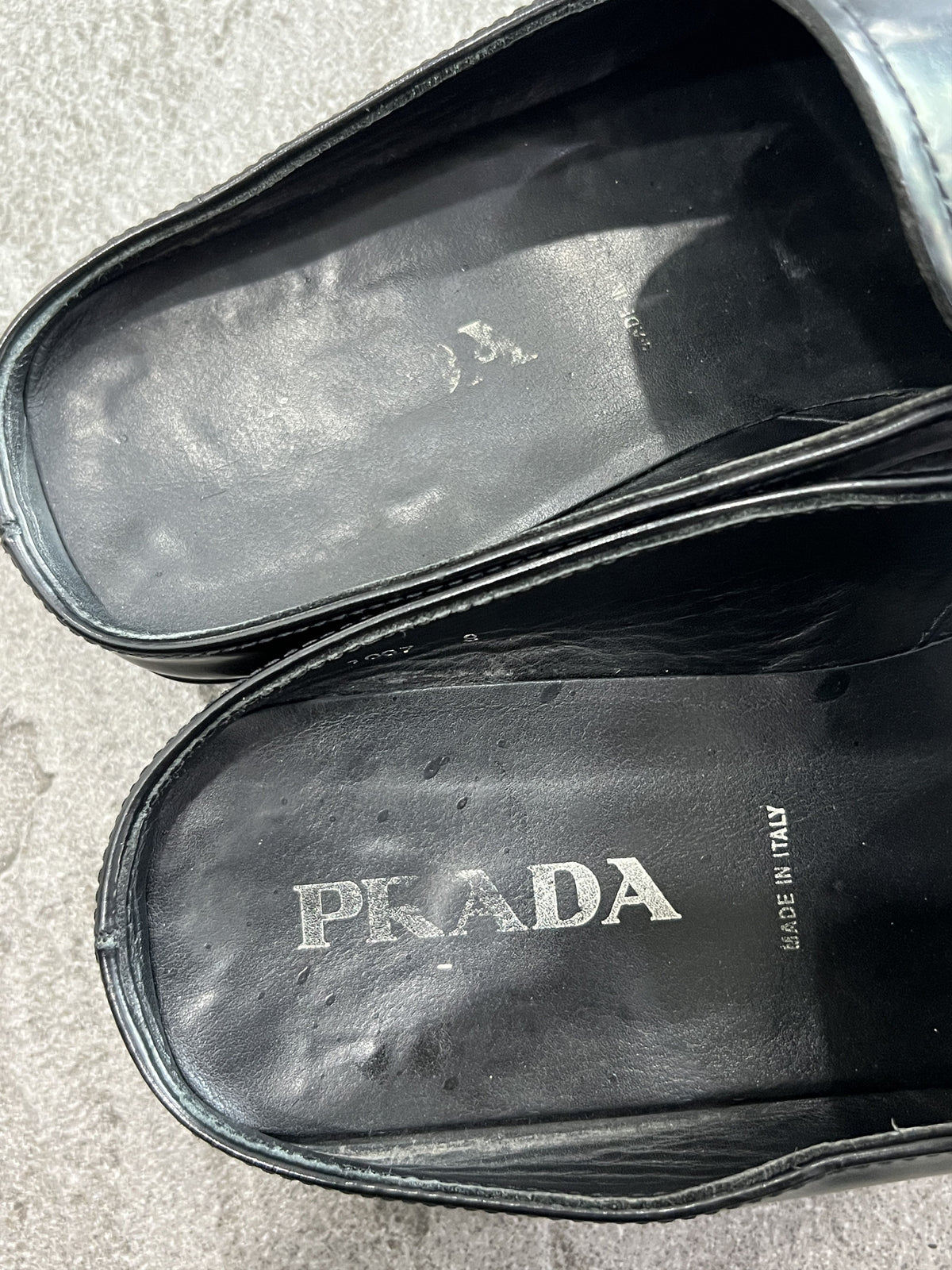Prada RUNWAY Square-Toe Leather Mule Loafers Black