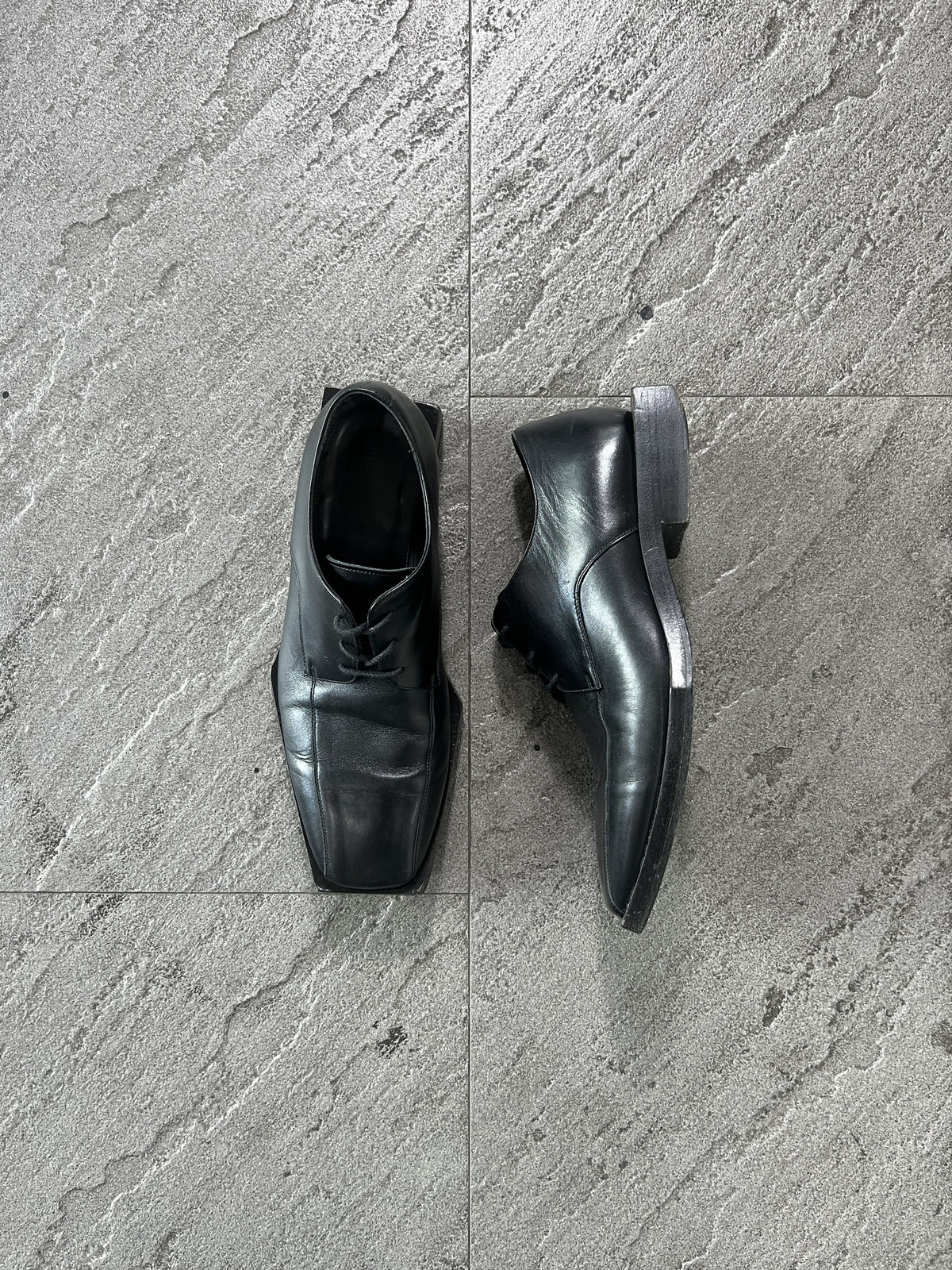Balenciaga Square Toe Leather Derby Shoes EU41