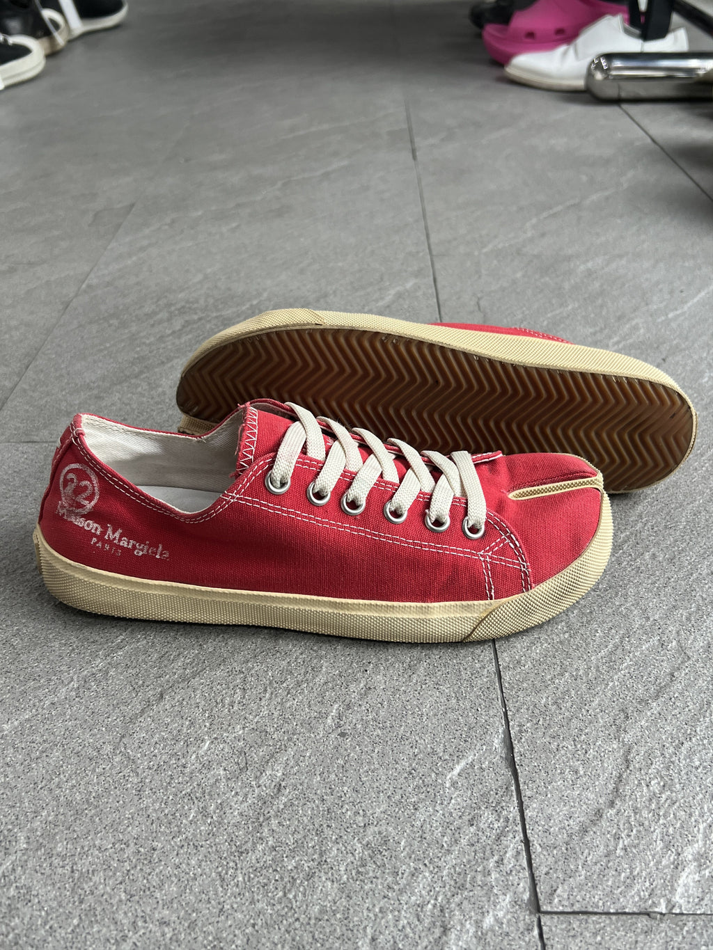 Maison Margiela Red Canvas Tabi Sneakers 27.5cm
