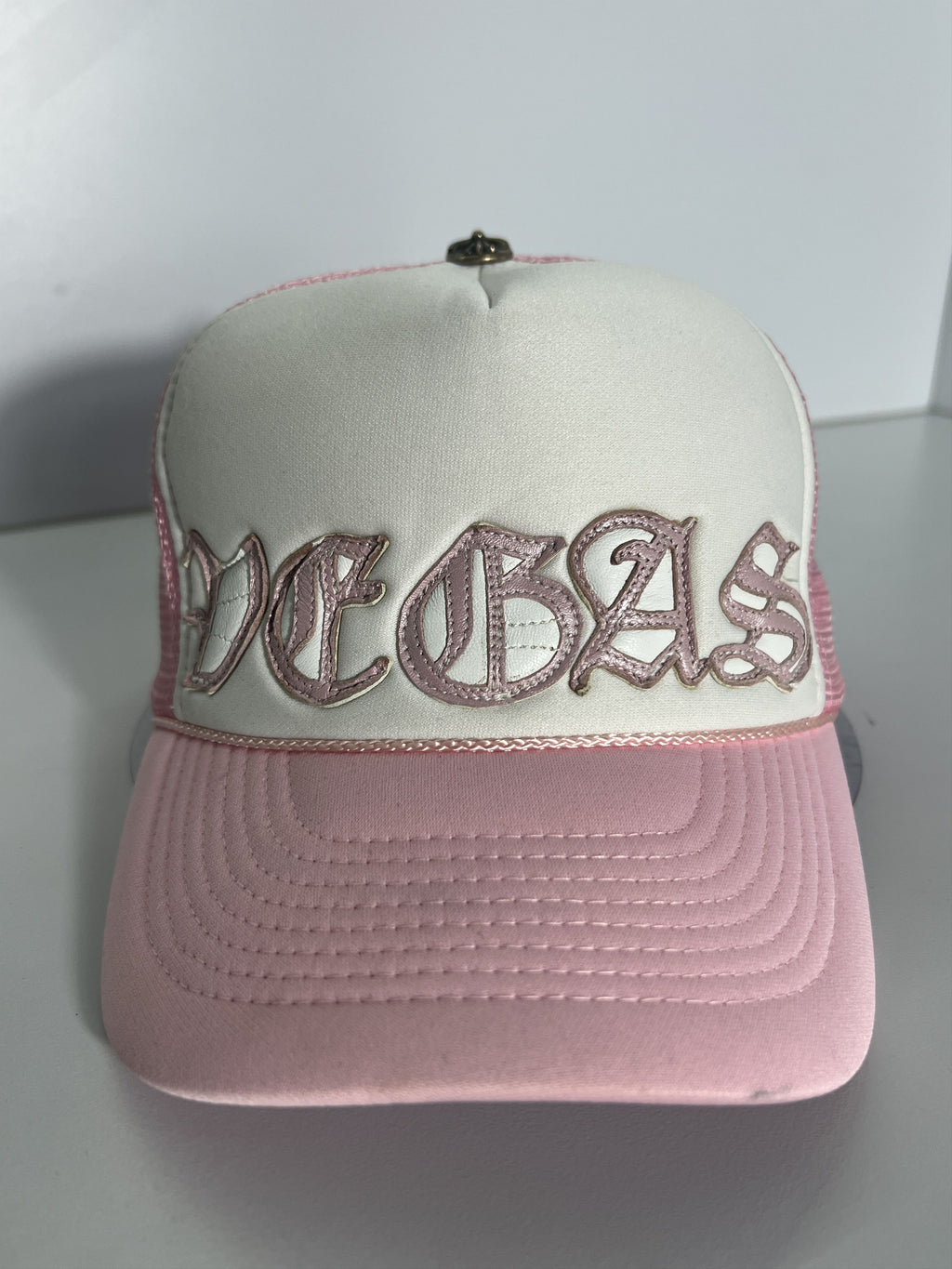 Chrome Hearts Las Vegas Pink Trucker Hat Silver Button