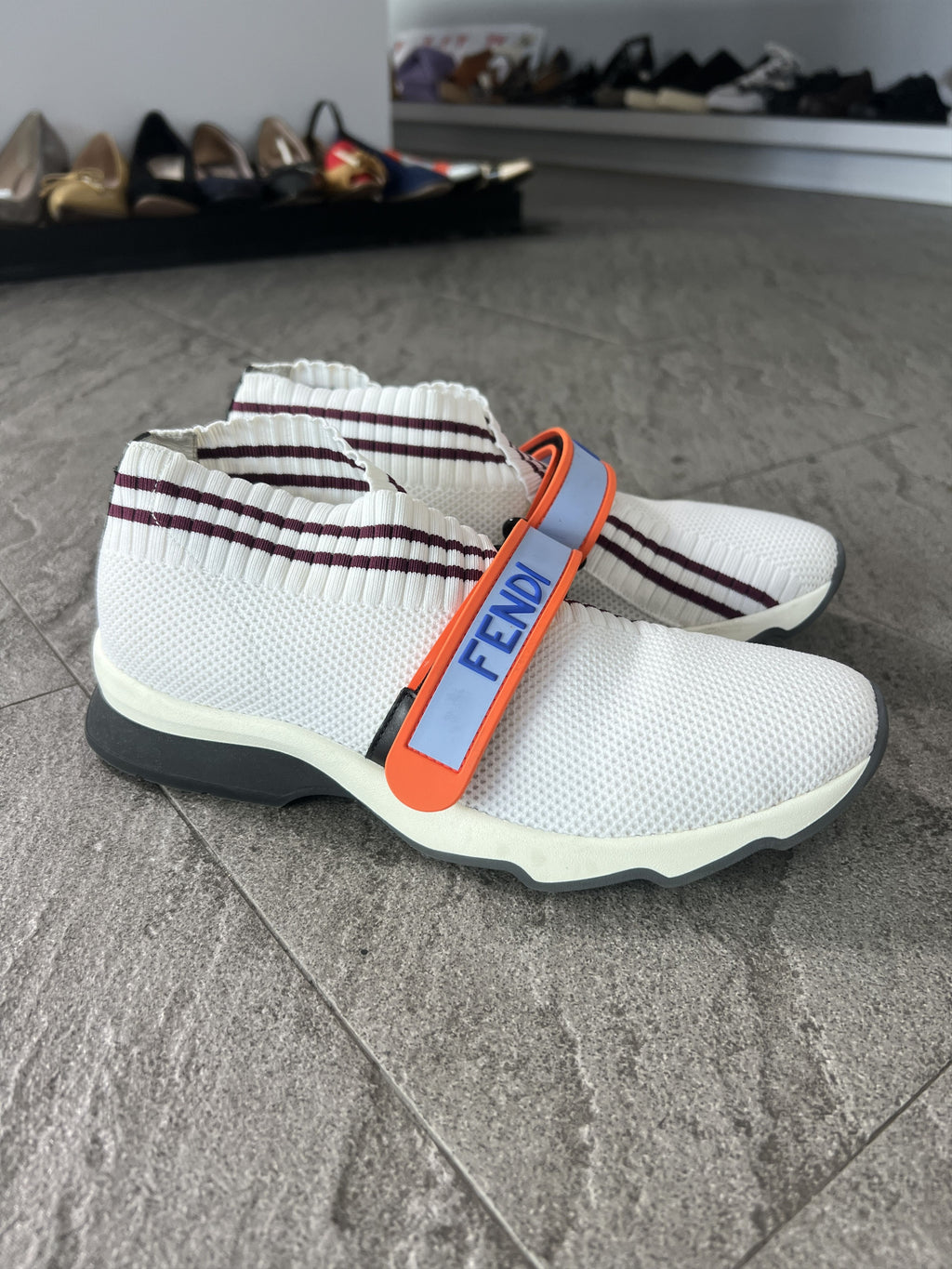 FENDI LOVE Strap Sock Sneakers White EU38