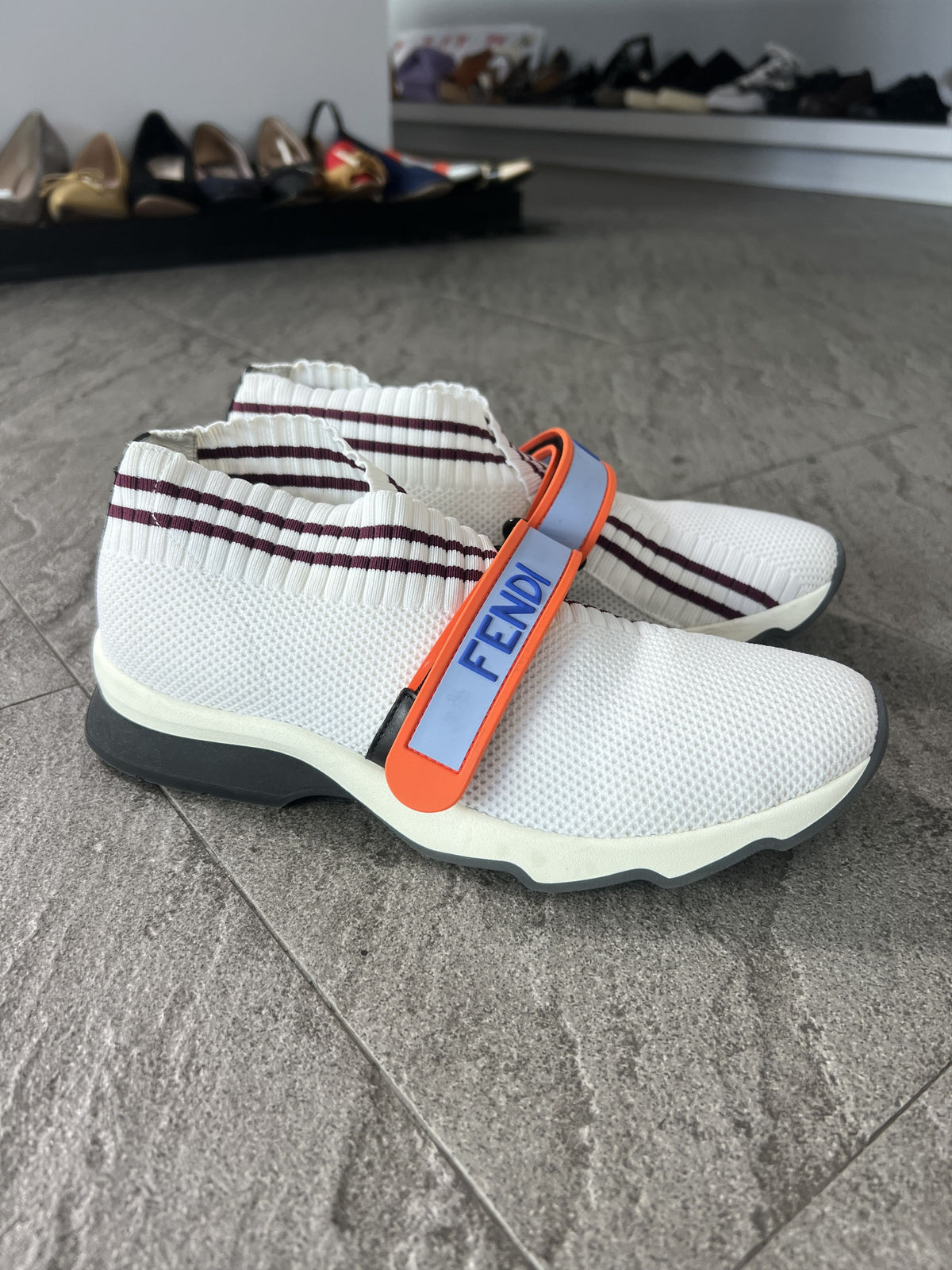FENDI LOVE Strap Sock Sneakers White EU38