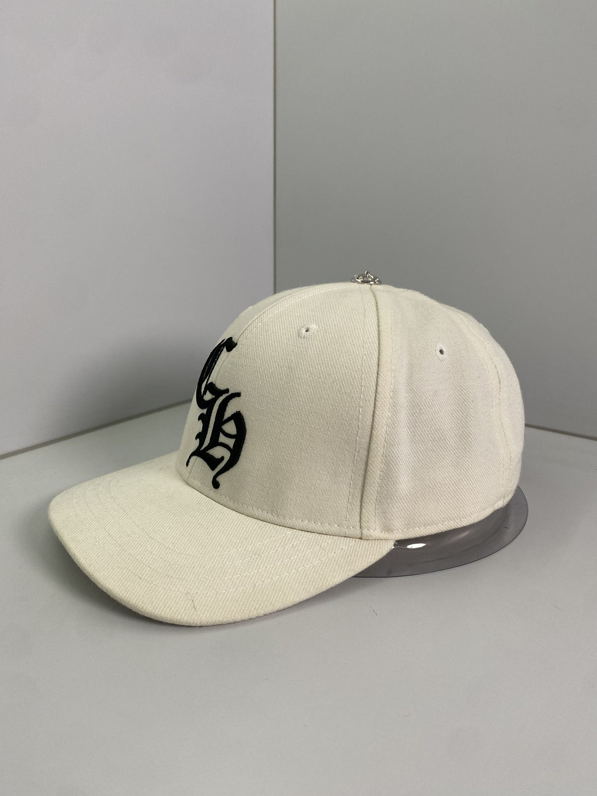 Chrome Hearts Ivory Black CH Monogram Fitted Cap