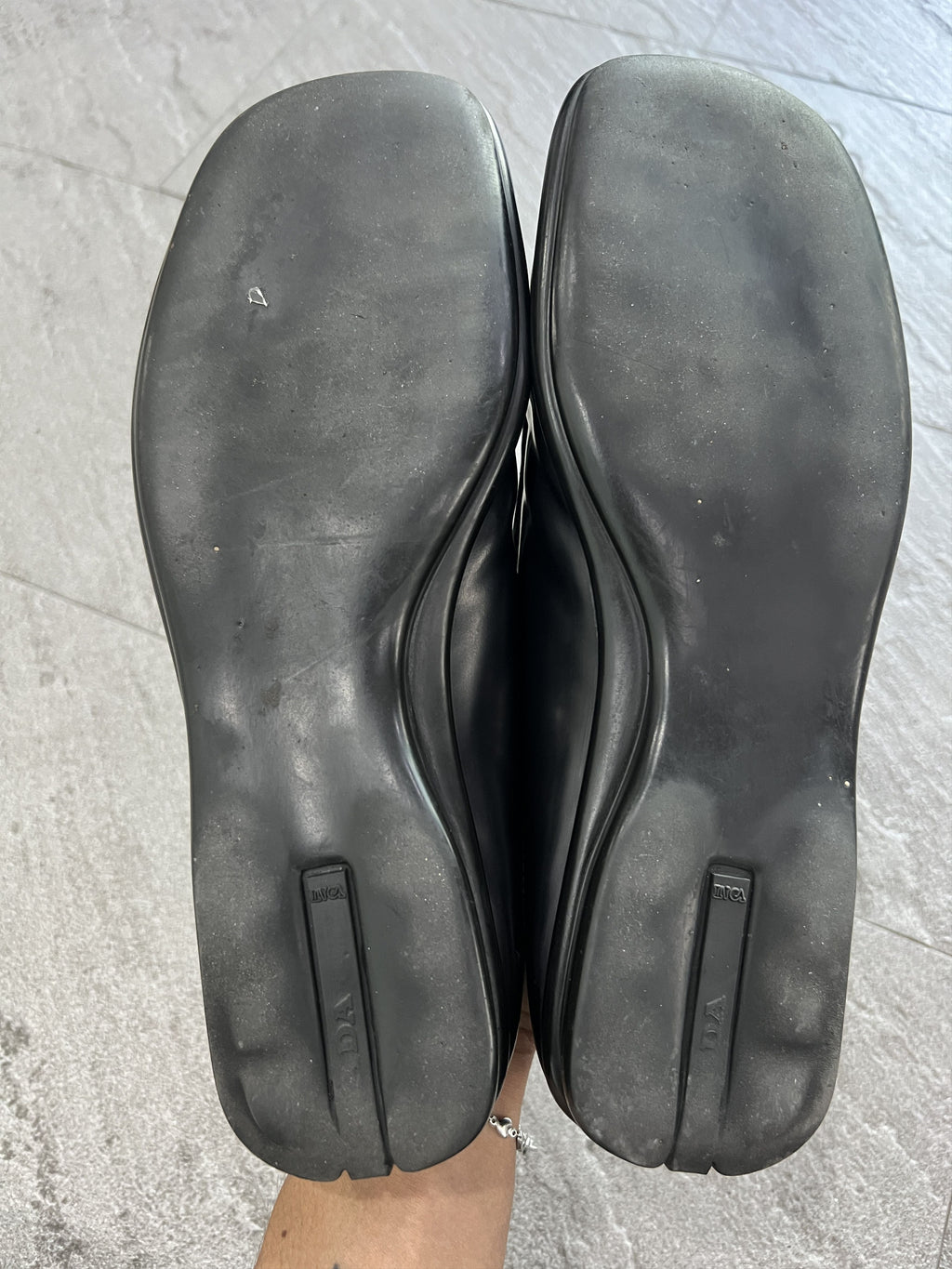 Prada RUNWAY Square-Toe Leather Mule Loafers Black