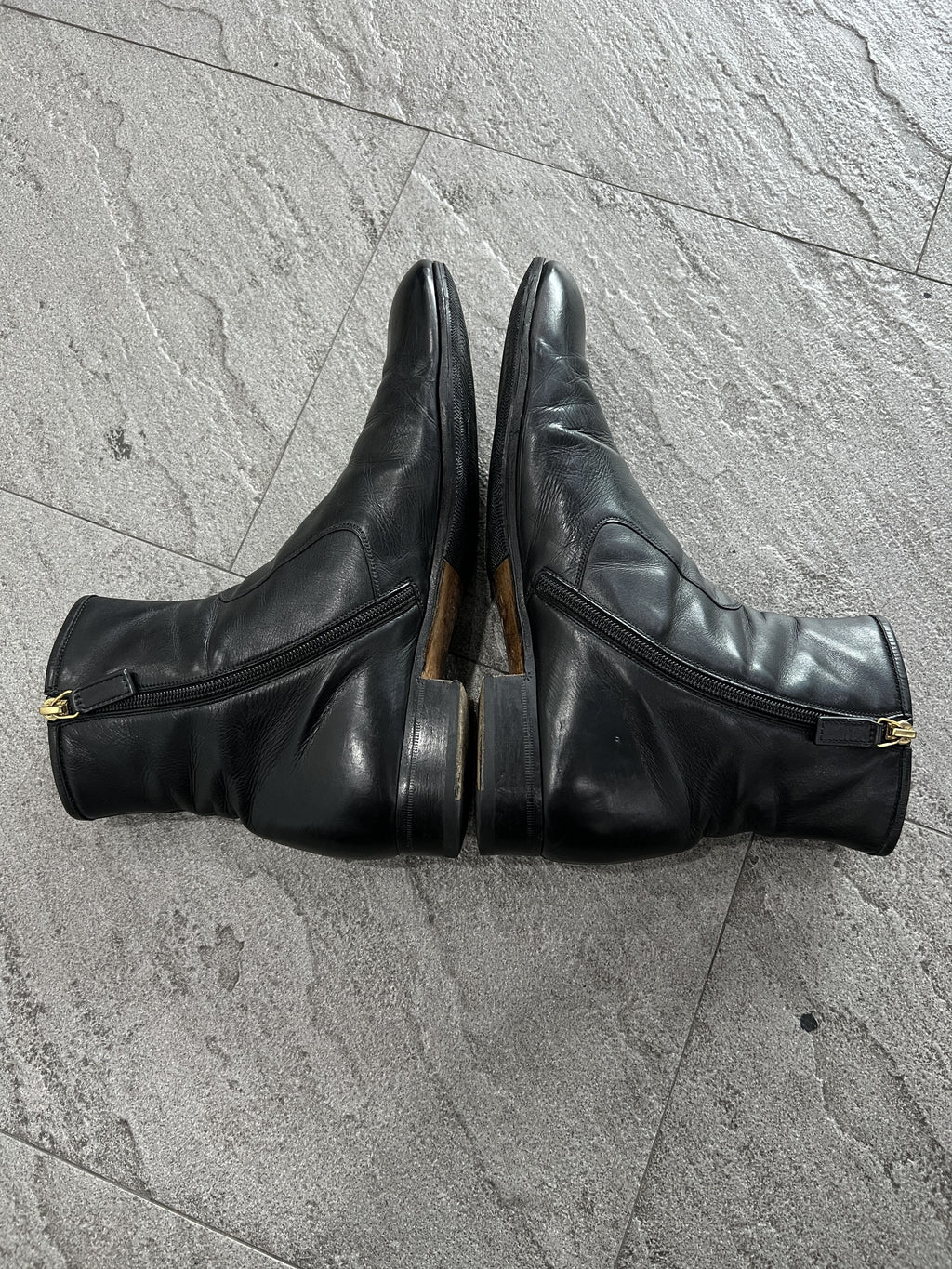 Gucci Web-Stripe Leather Ankle Boots Black 9