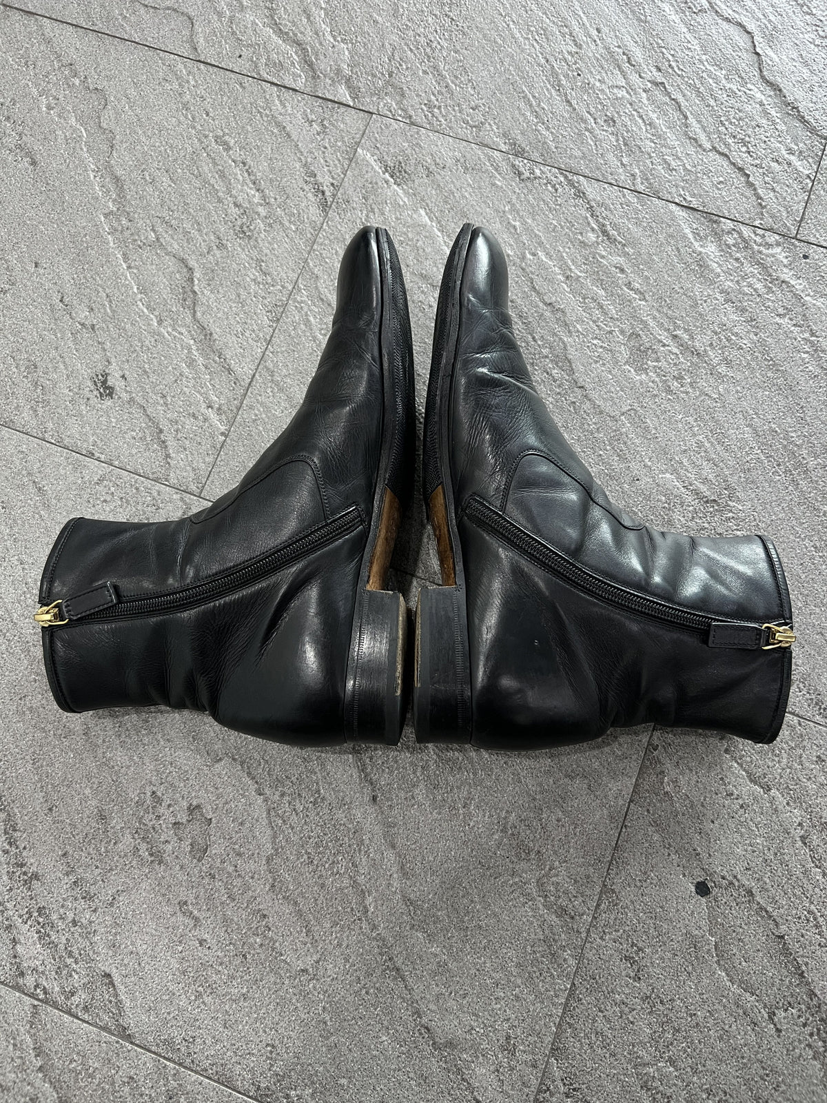Gucci Web-Stripe Leather Ankle Boots Black 9