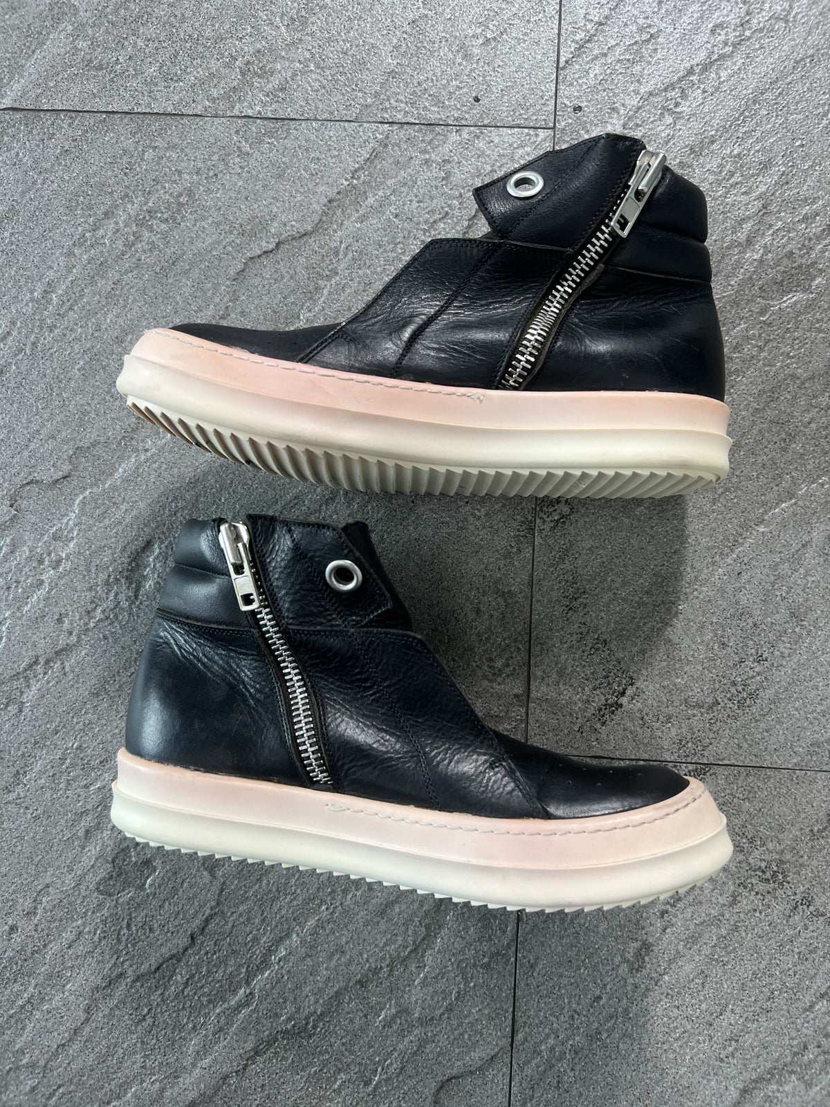 Rick Owens Leather Side Zip Sneakers Black EU36.5