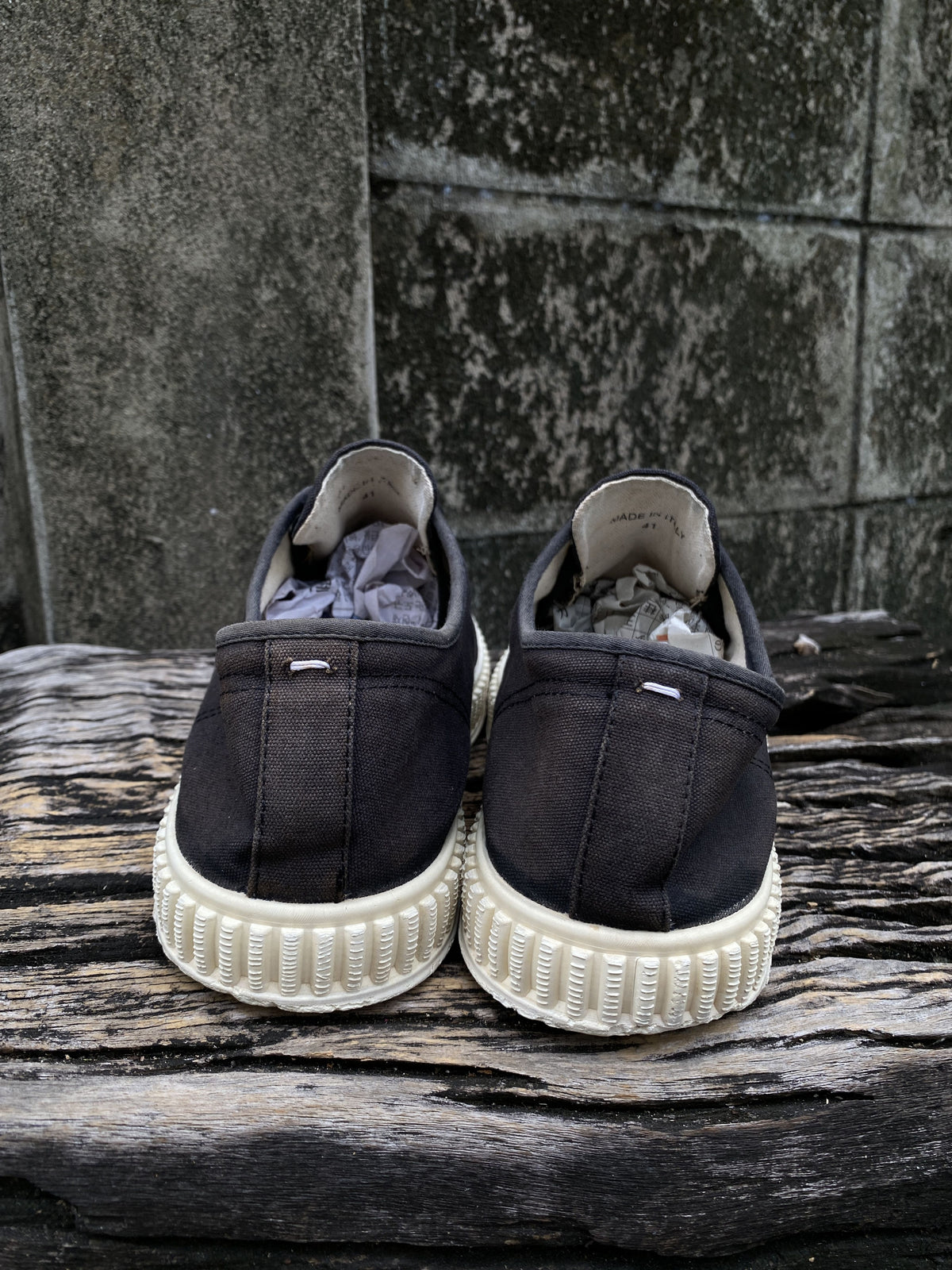Maison Margiela Black Canvas Low-Top Sneakers 41