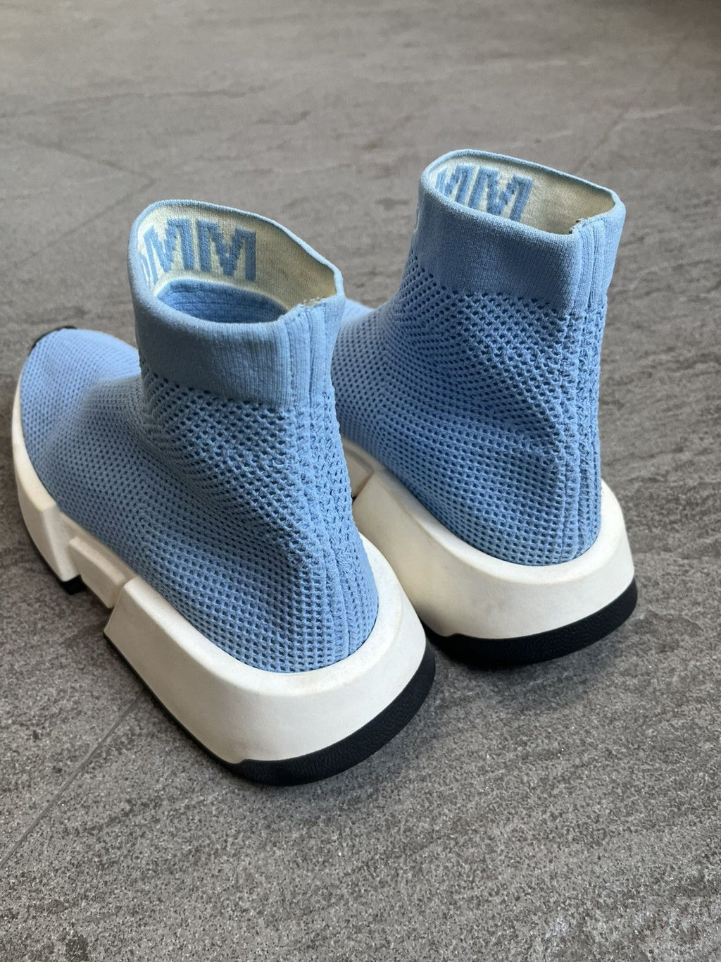 MM6 Maison Margiela Blue Knit Sock Logo High Top EU39
