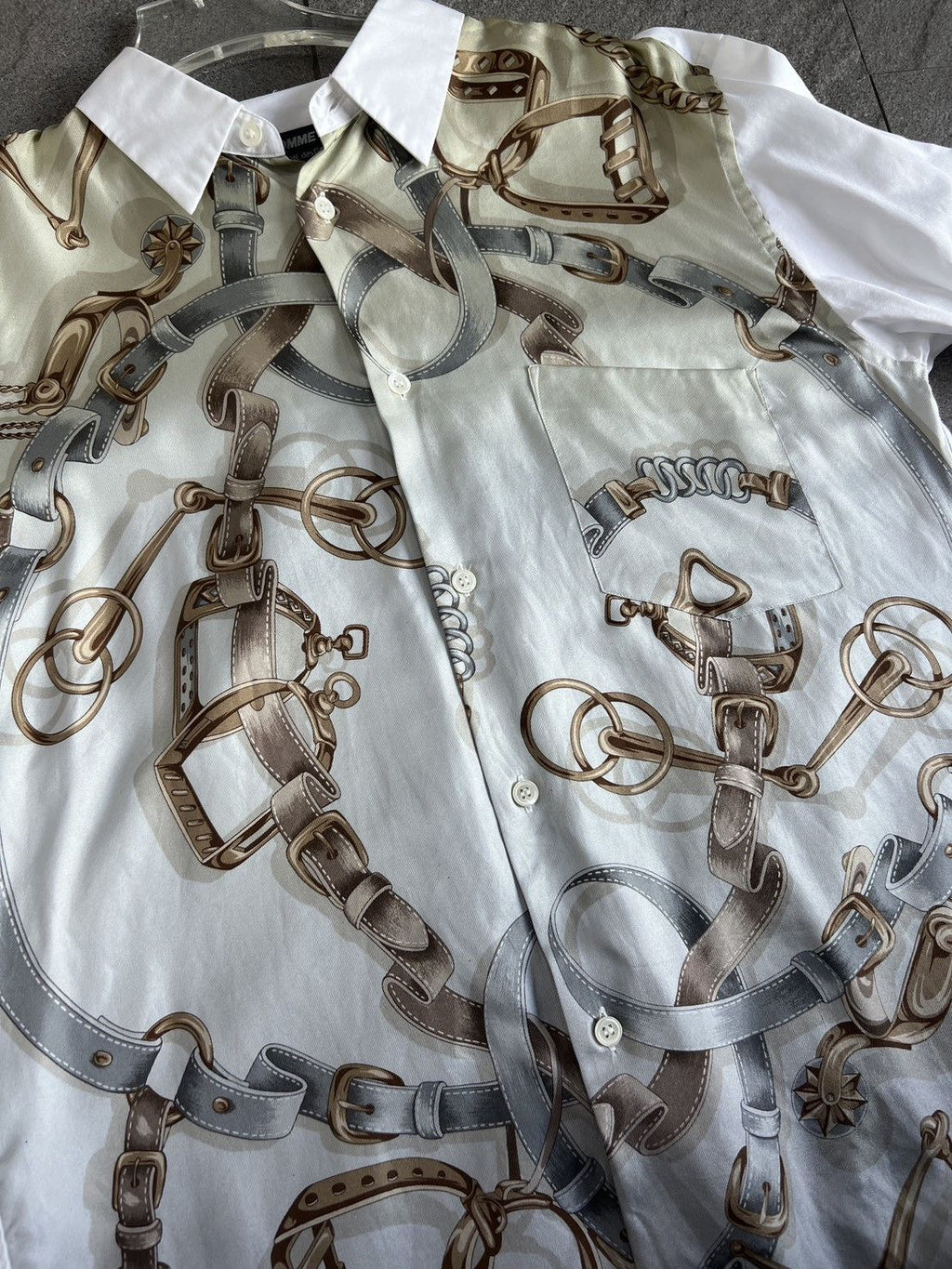 Comme des Garçons Homme Deux patchwork shirt silk panel