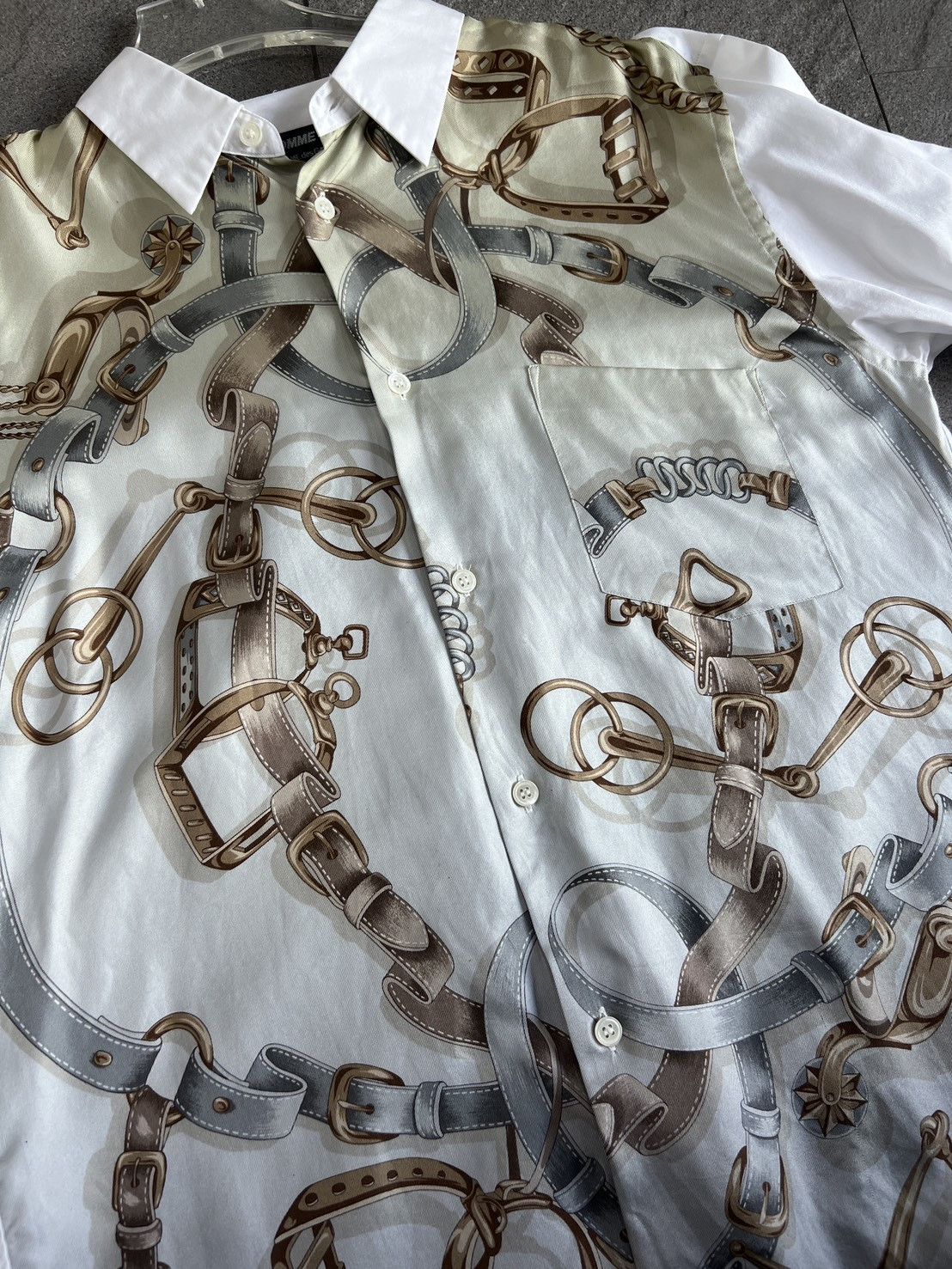Comme des Garçons Homme Deux patchwork shirt silk panel