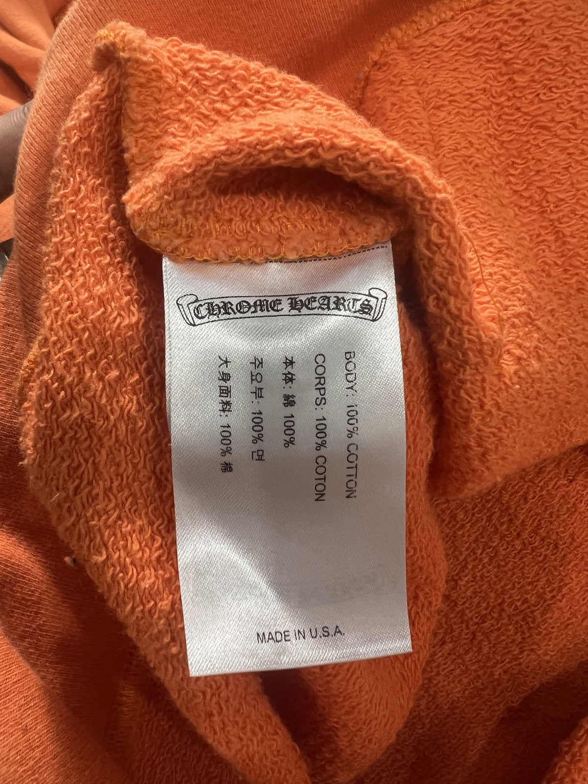 Chrome Hearts Dagger Crest Orange Hoodie USA Medium