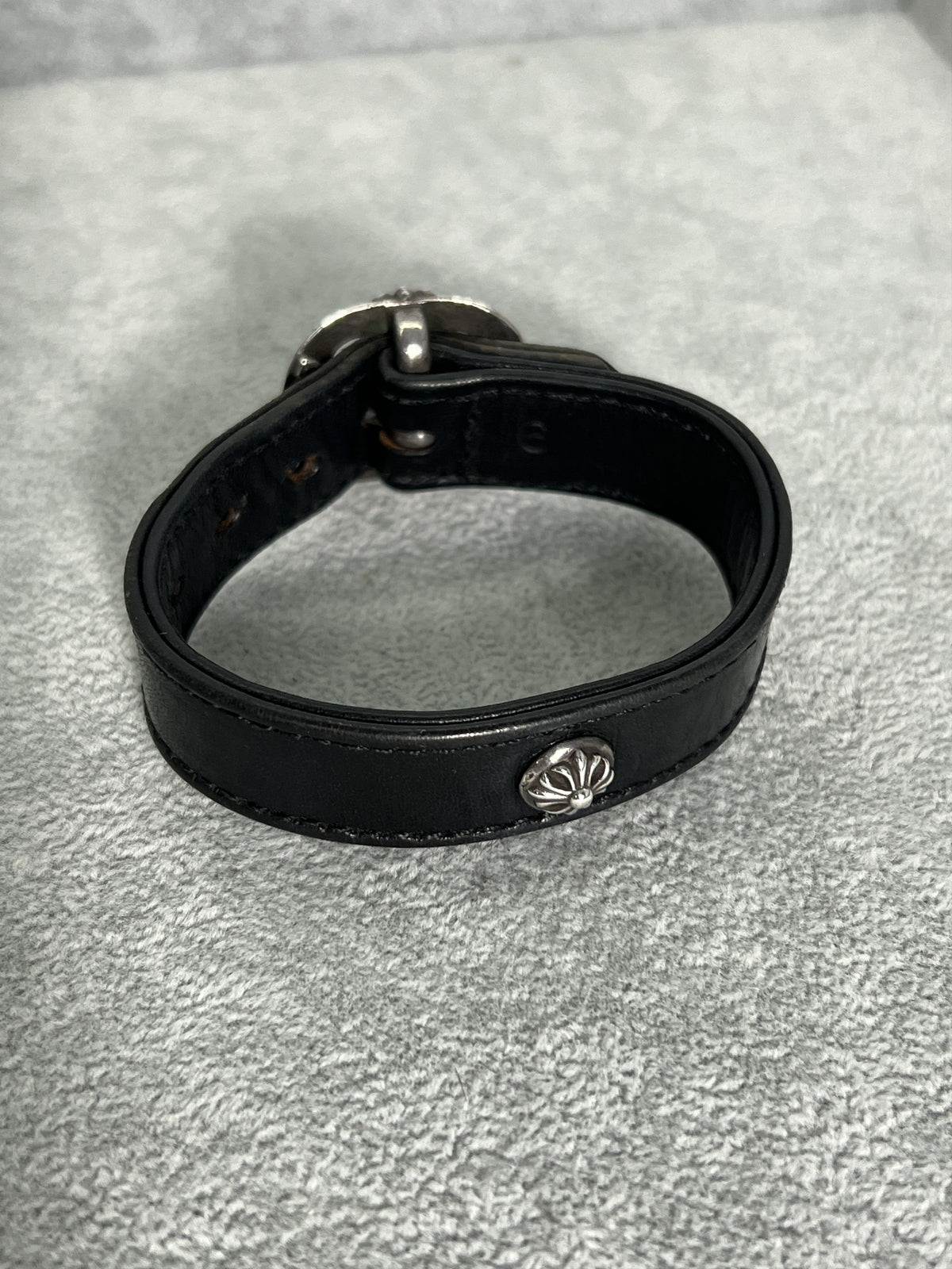 Chrome Hearts Leather Bracelet Floral Buckle 925