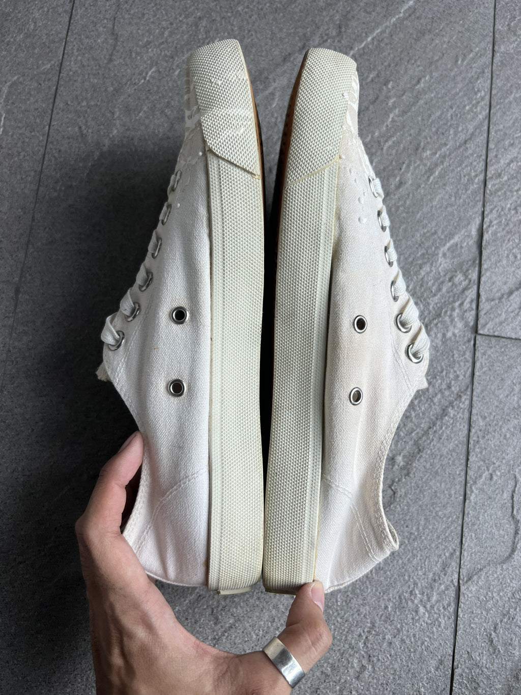 Maison Margiela Painted White Tabi Canvas Sneakers 41