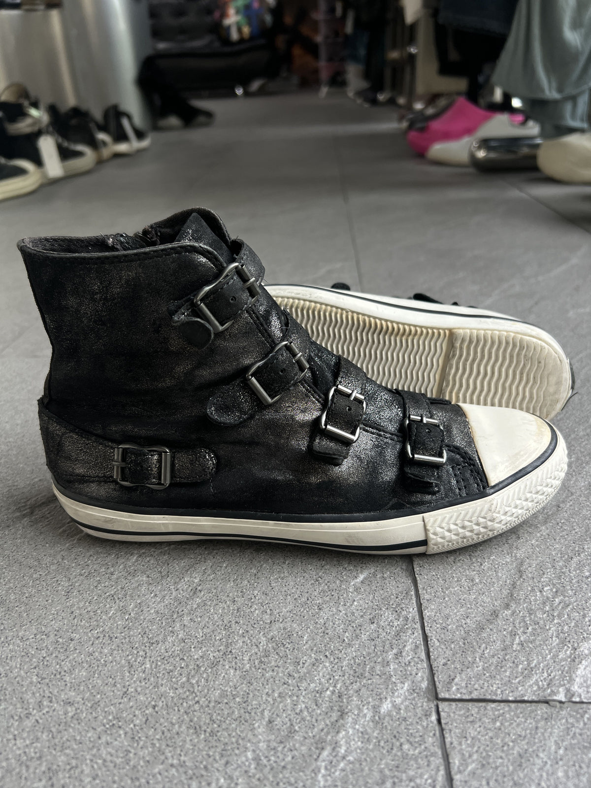 ASH Virgin Multi Buckle Leather High Top Sneakers EU36