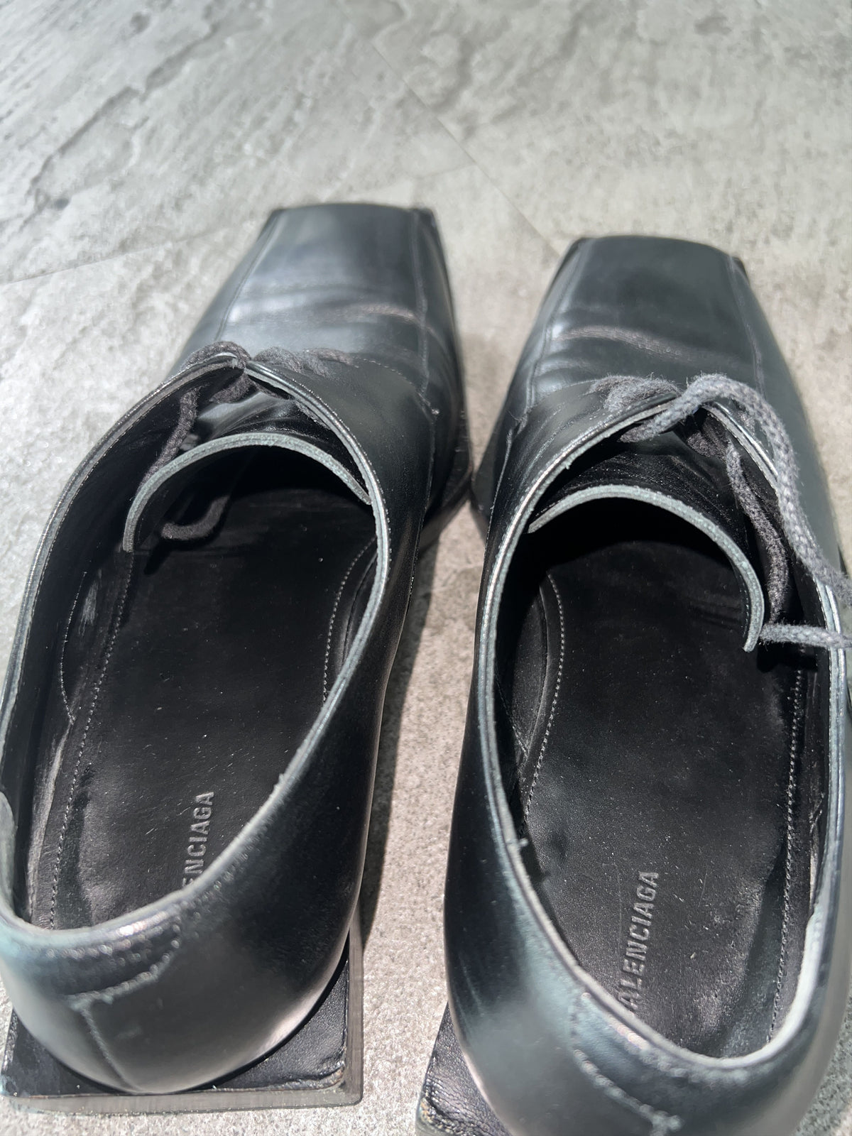 Balenciaga Square Toe Leather Derby Shoes EU41