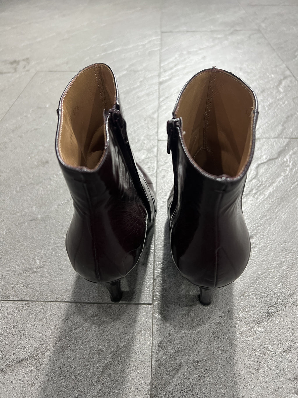 Maison Martin Margiela Oxblood Patent Leather Ankle Boots