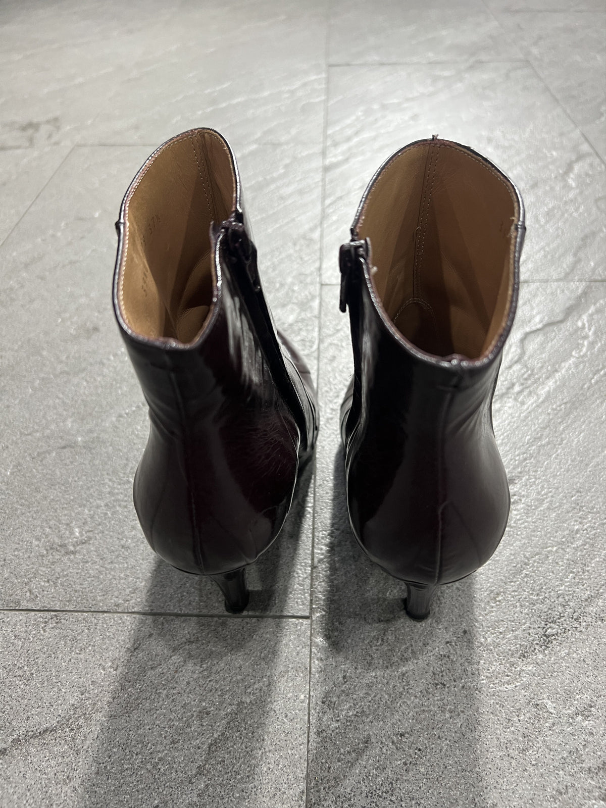 Maison Martin Margiela Oxblood Patent Leather Ankle Boots