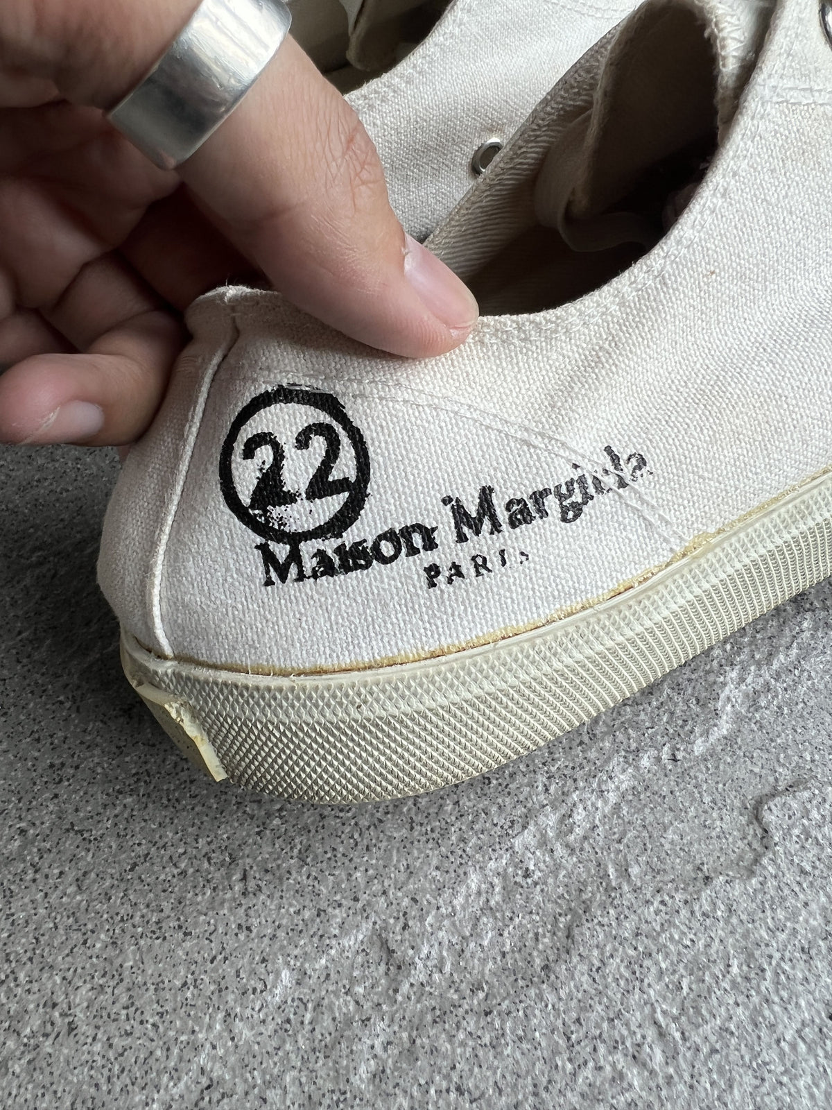 Maison Margiela Painted White Tabi Canvas Sneakers 41