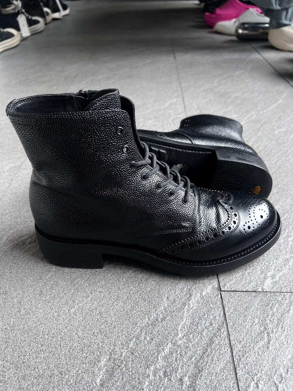 Prada Full Brogue Leather Boots Size 7