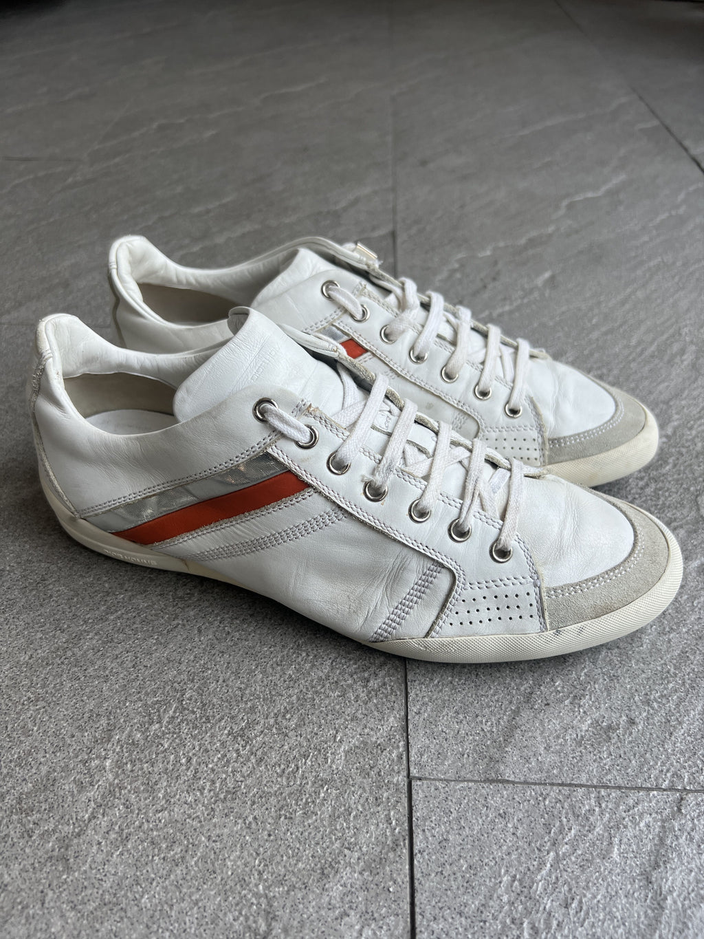 Dior Homme Leather Low Top Sneakers White Orange 41.5