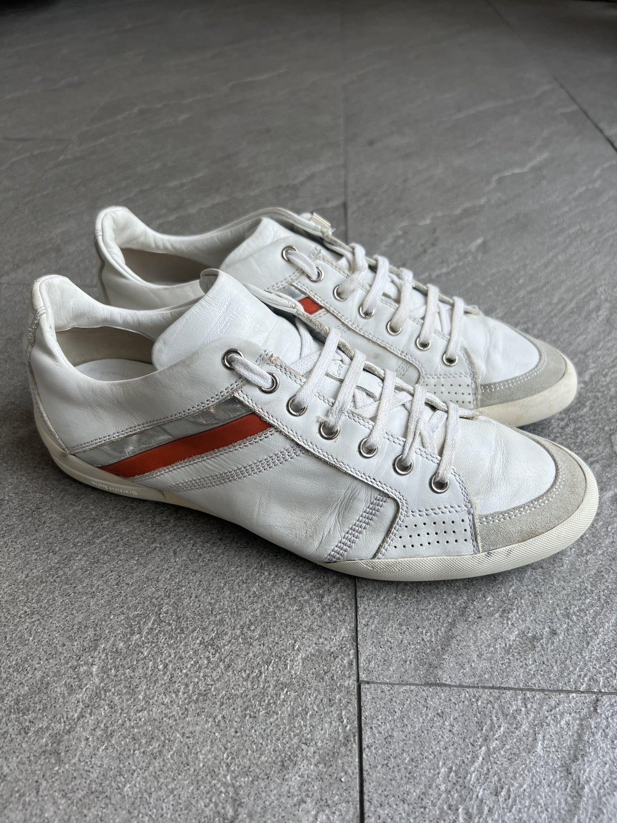 Dior Homme Leather Low Top Sneakers White Orange 41.5