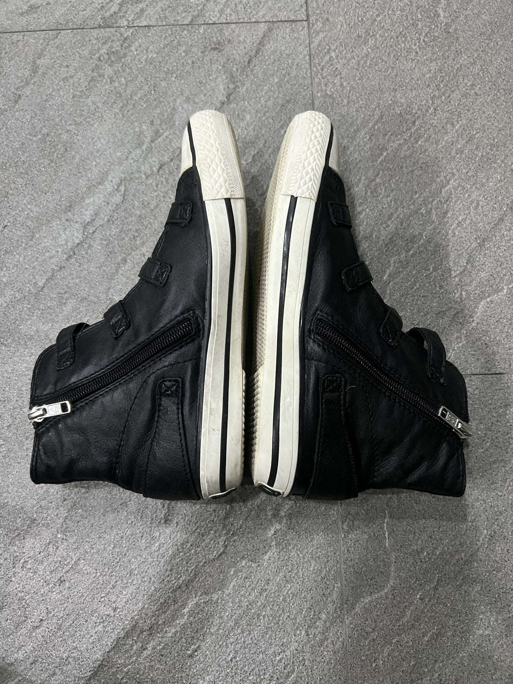 ASH Virgin Leather Multi Buckle High Top Sneakers EU37