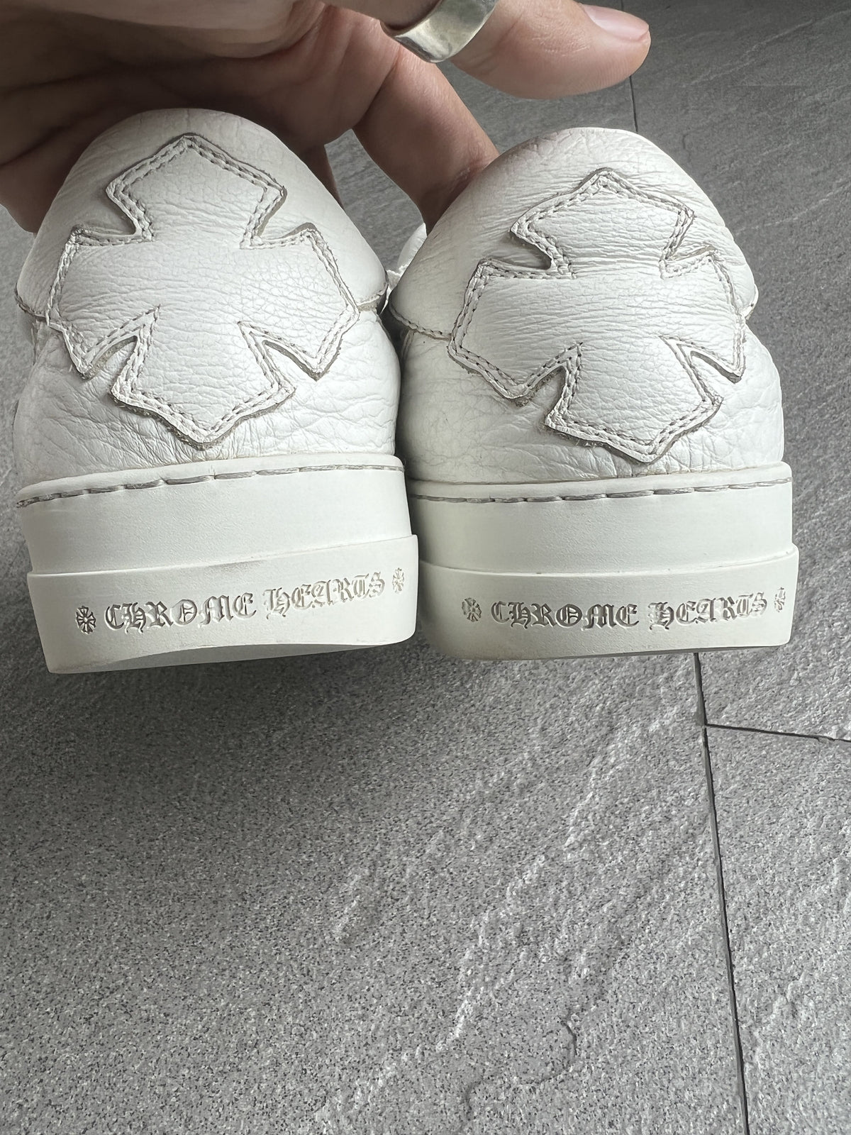 Chrome Hearts Dagger White Leather Slip-On Sneakers 40
