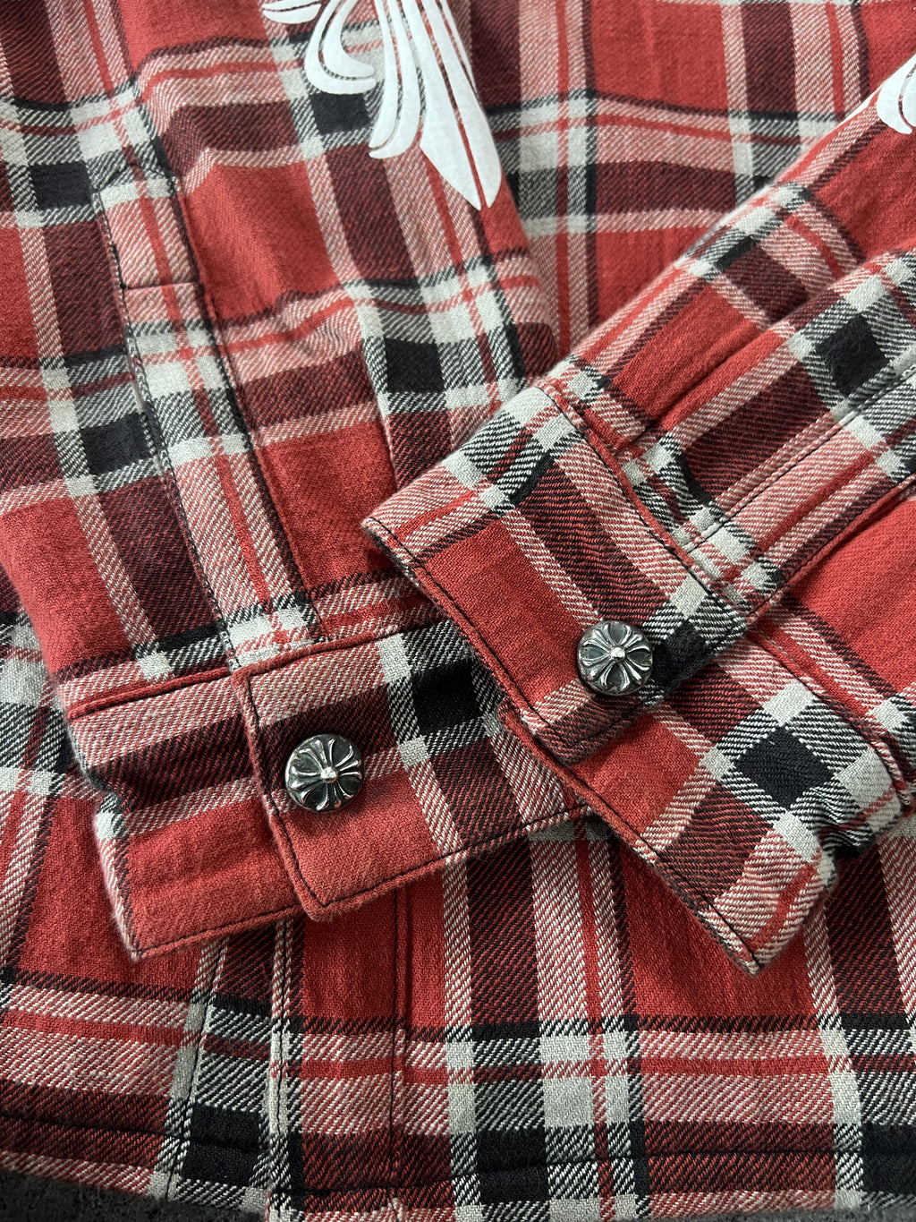 Chrome Hearts Red Plaid Cross Flannel Jacket XL