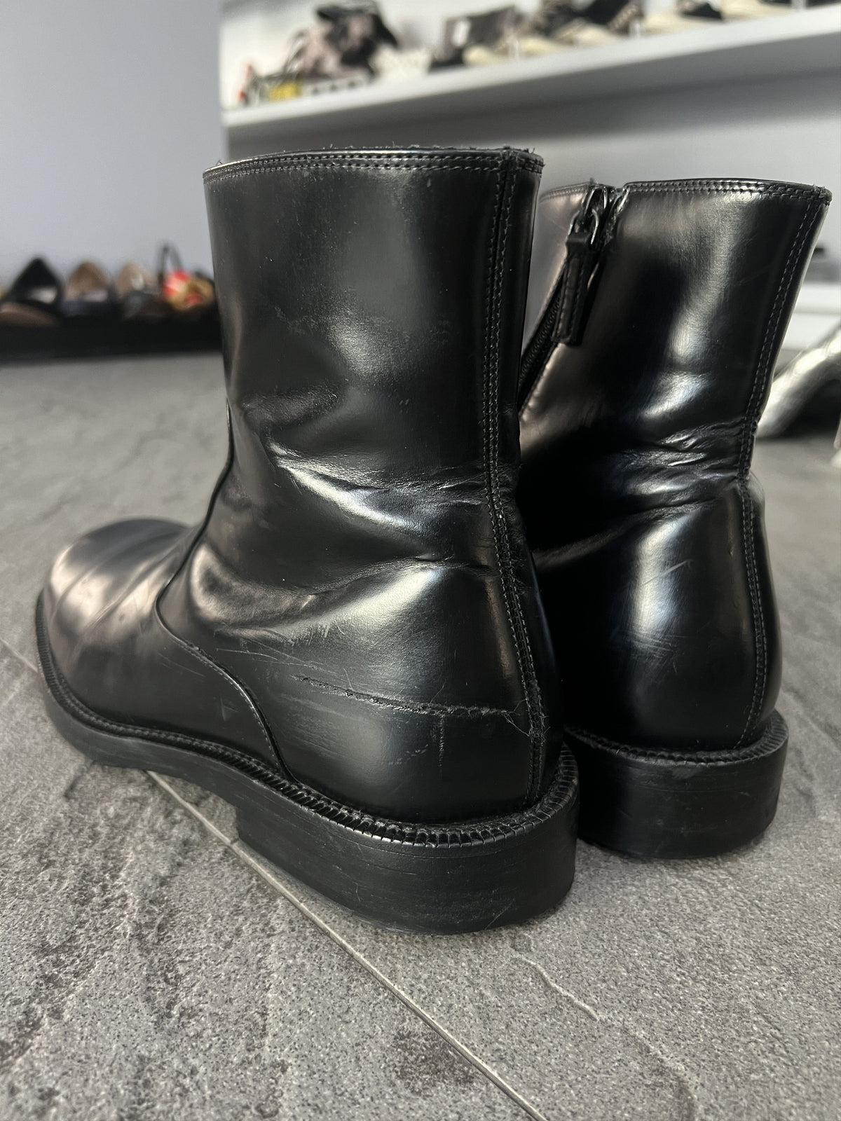 Balenciaga Leather Zip Boots Black EU41 Made Italy