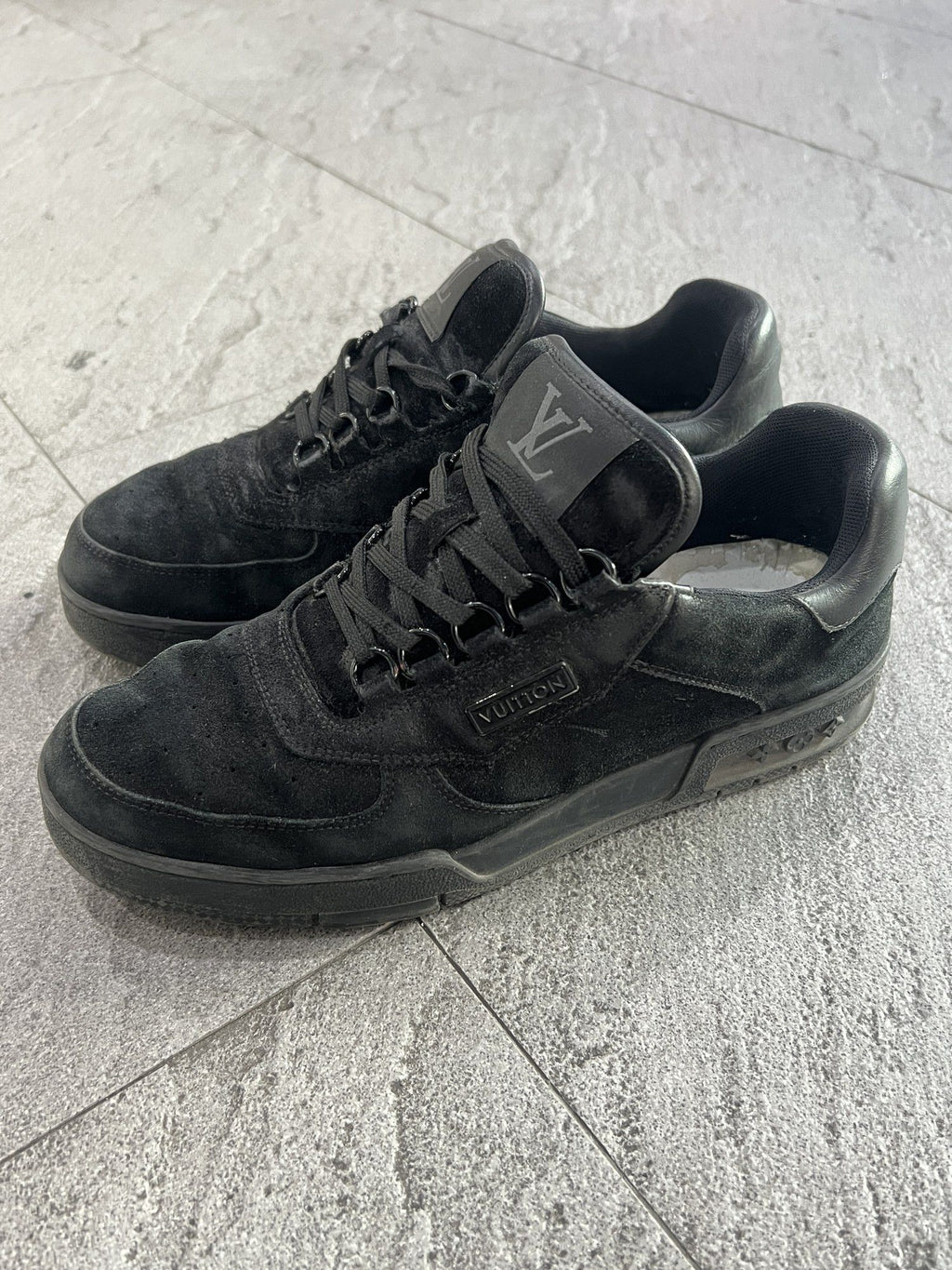 Louis Vuitton LV Trainer Black Suede UK 6.5