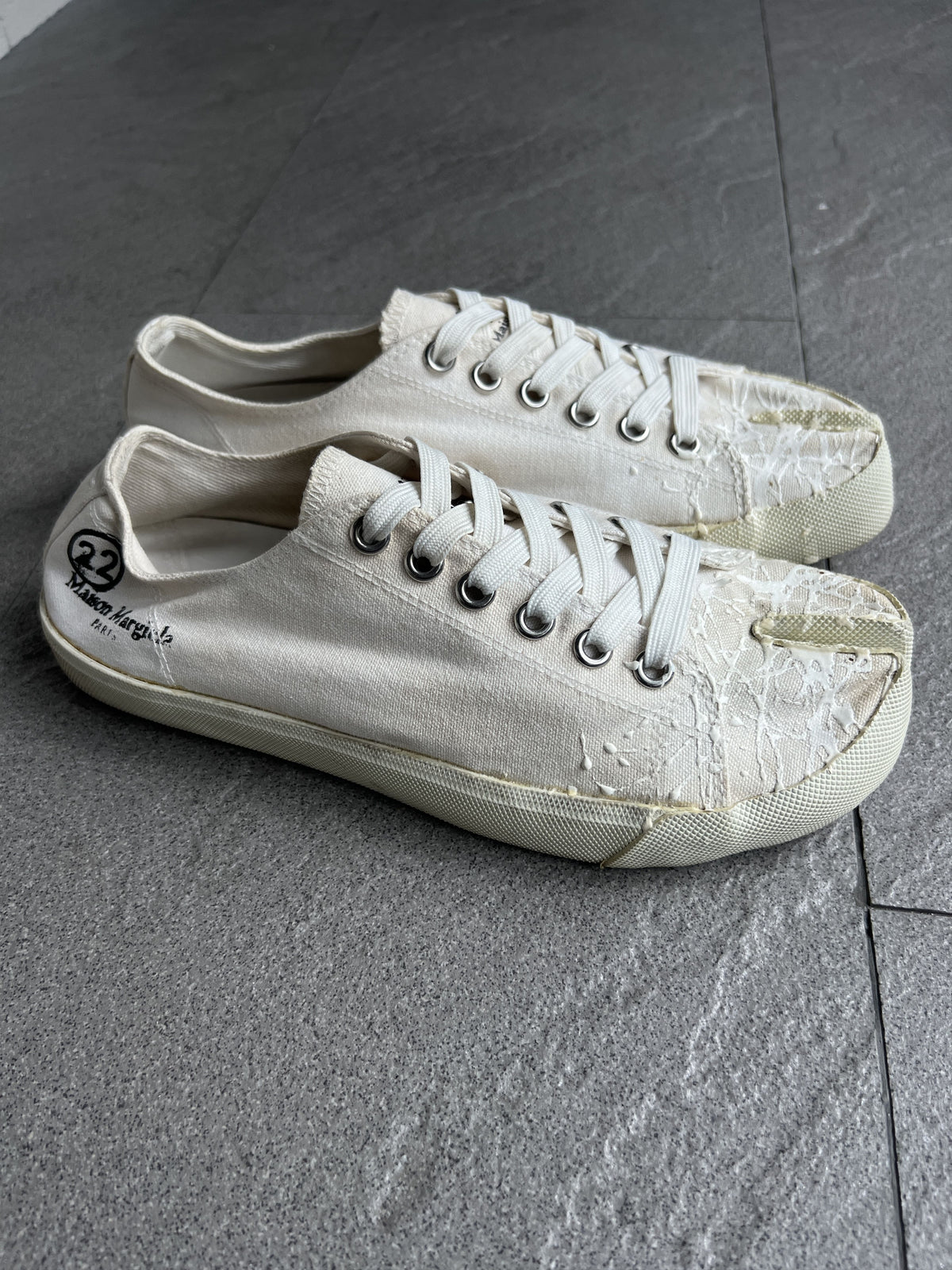 Maison Margiela Painted White Tabi Canvas Sneakers 41