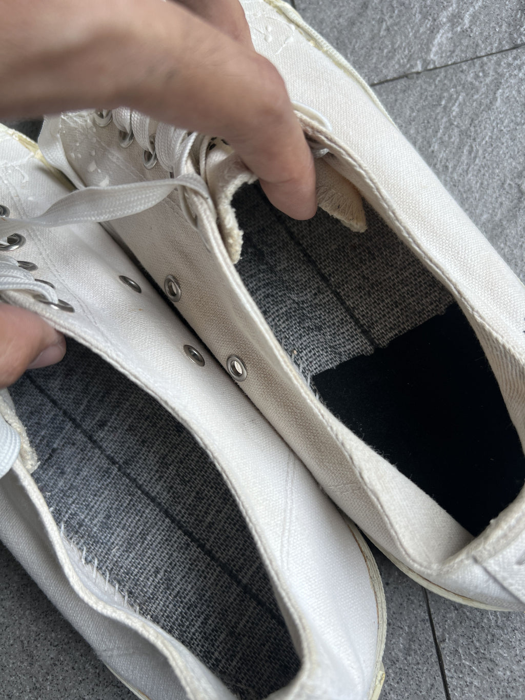 Maison Margiela Painted White Tabi Canvas Sneakers 41