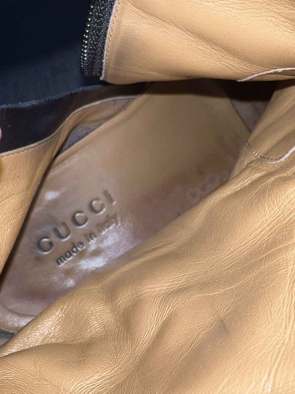 Gucci Web-Stripe Leather Ankle Boots Black 9