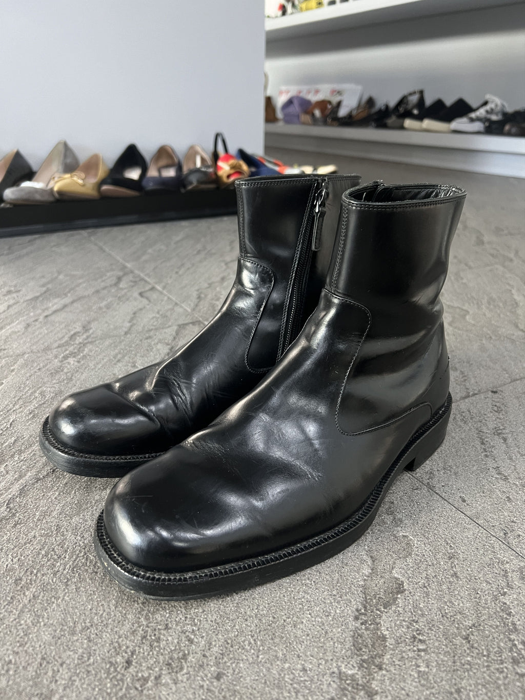 Balenciaga Leather Zip Boots Black EU41 Made Italy