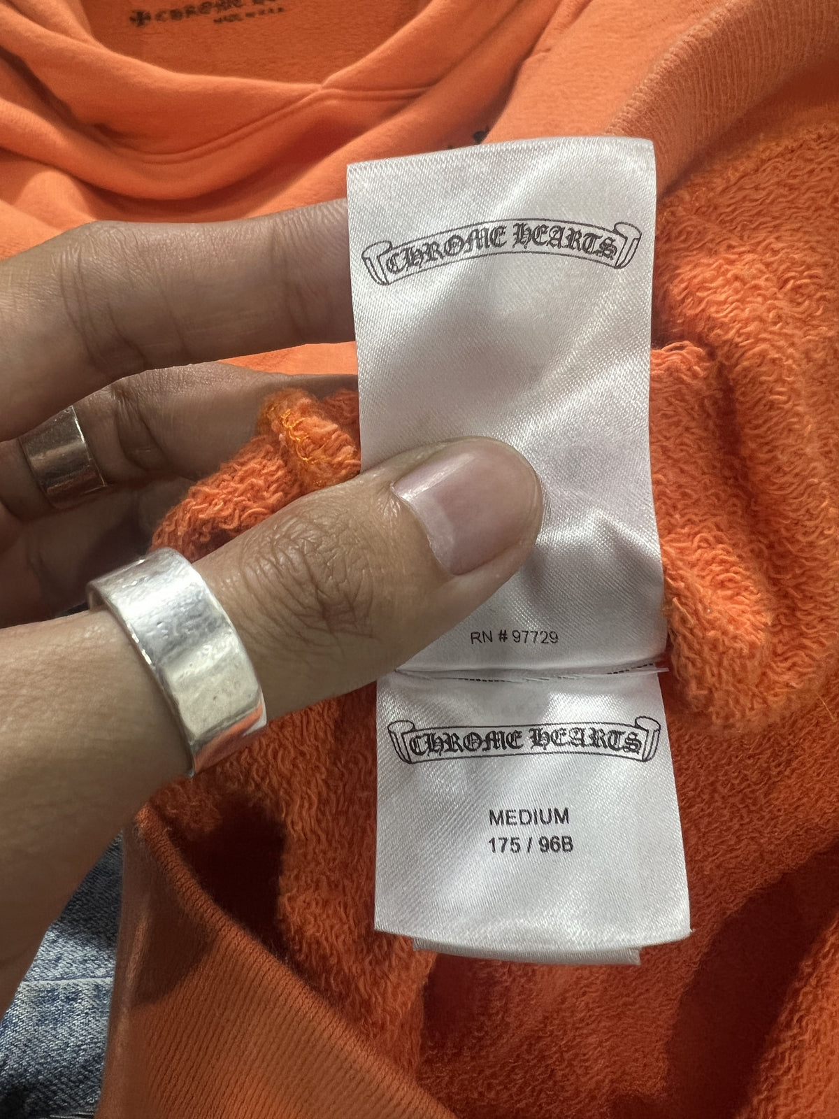 Chrome Hearts Dagger Crest Orange Hoodie USA Medium