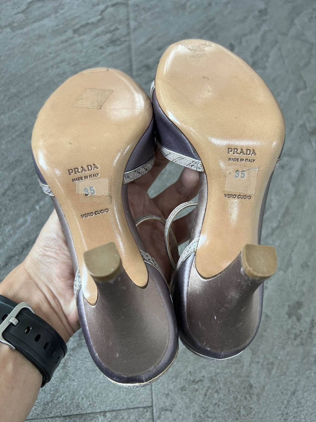 Prada Satin Ankle Strap Heels Lavender Pink 35