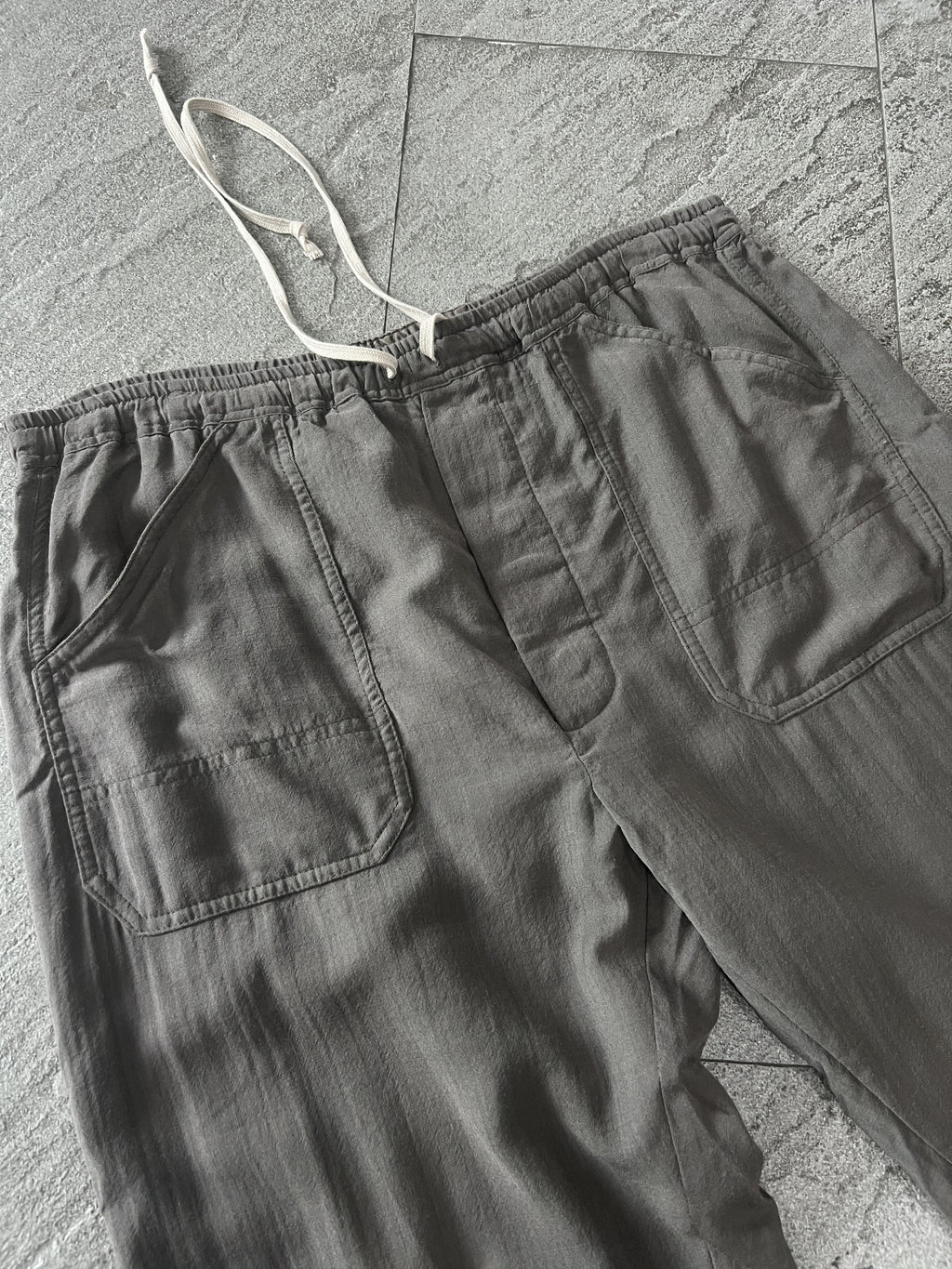Rick Owens Dust Drop Crotch Raw Hem Cropped Pants