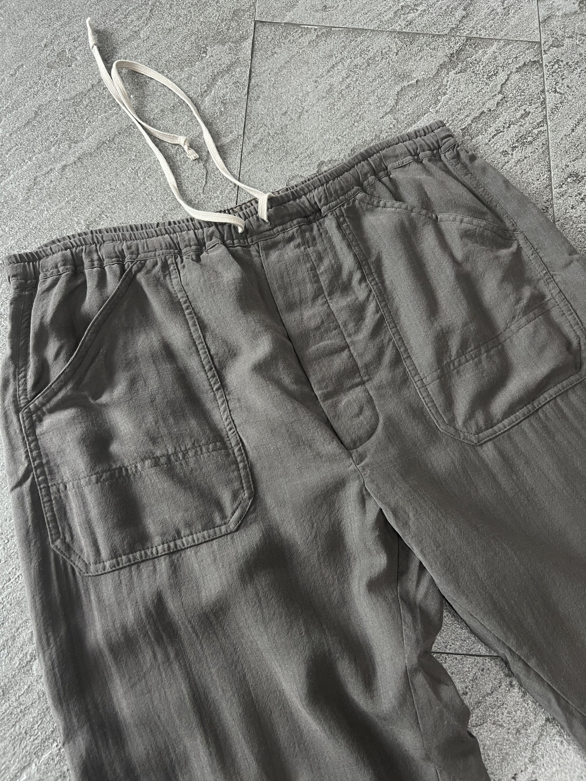 Rick Owens Dust Drop Crotch Raw Hem Cropped Pants