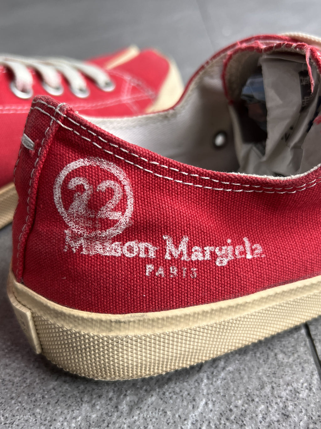 Maison Margiela Red Canvas Tabi Sneakers 27.5cm
