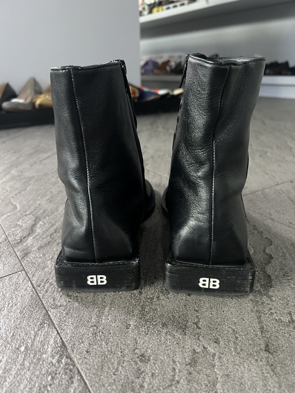 Balenciaga Square Toe Zip Leather Boots EU38 Italy