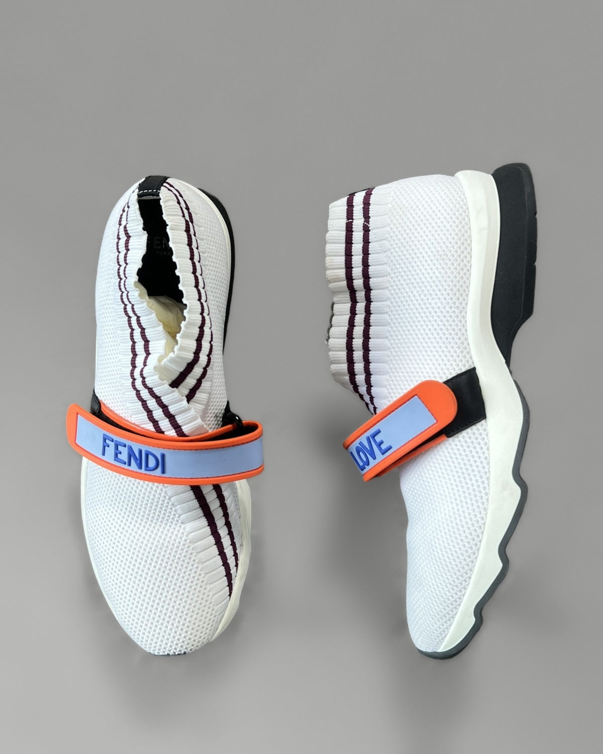 FENDI LOVE Strap Sock Sneakers White EU38
