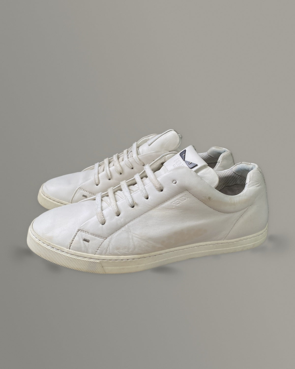 Fendi White Leather Bag Bugs Sneakers