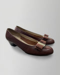 Ferragamo Vara Bow Pumps Brown Leather Size 5C