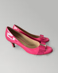 Ferragamo Vara Patent Fuchsia Heels Size 7D