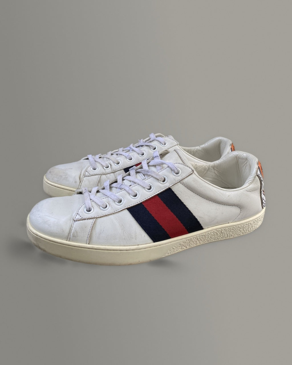 Gucci Ace White Leather Web Sneakers Size 7