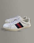 Gucci Ace White Leather Web Sneakers Size 7