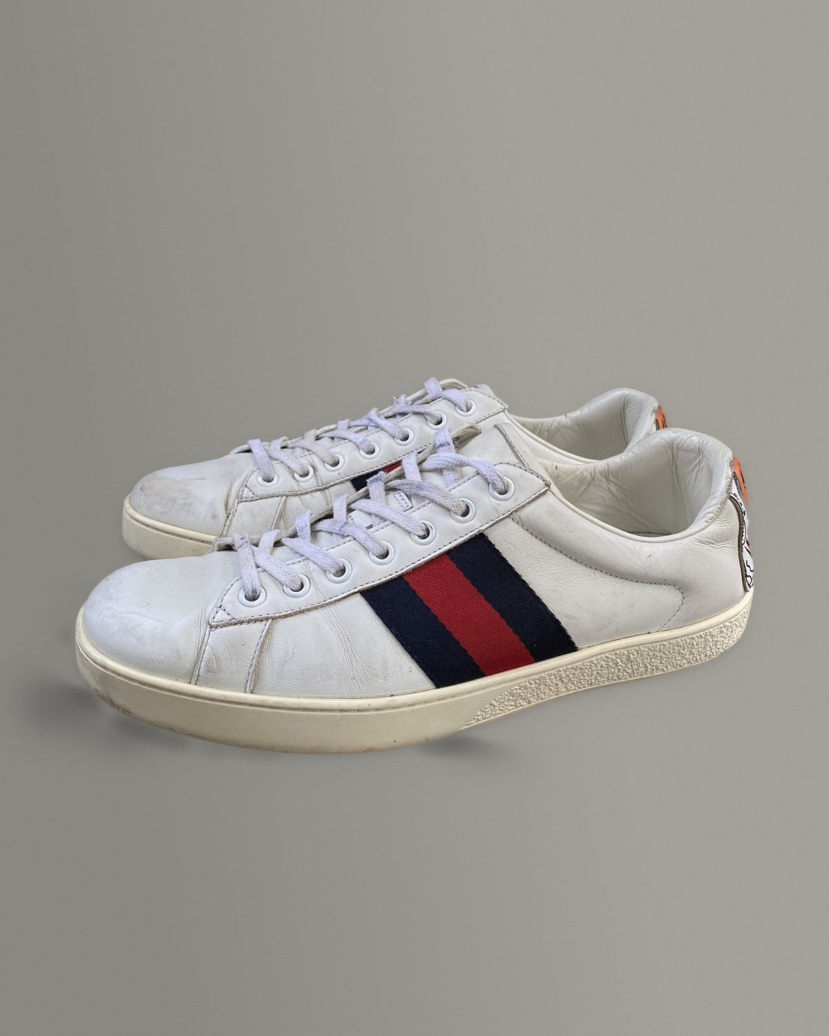 Gucci Ace White Leather Web Sneakers Size 7