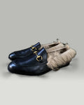 Gucci Princetown Black Leather Fur Loafers 6.5
