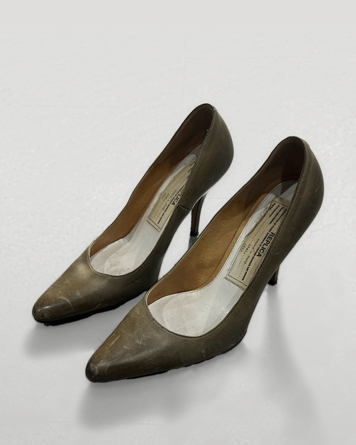 Maison Margiela 22 Replica Leather Pumps Olive Brown EU37